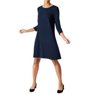 J.jill Wearever Collection Dress Woman's Large Perfect Ballet-Sleeve Navy Knit L